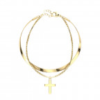 Pozlátený oceľový náramok s krížom