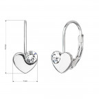 Strieborné náušnice srdiečka so Swarovski kryštálmi, Crystal