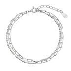 Strieborný náramok dvojitý retiazka guličky a oválky