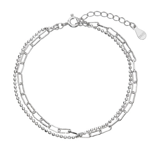 Strieborný náramok dvojitý retiazka guličky a oválky