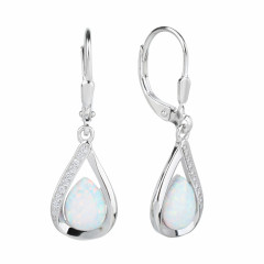 Strieborné náušnice s opálom a zirkonmi