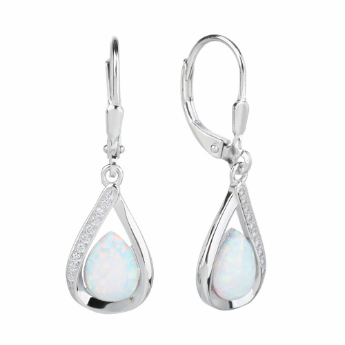 Strieborné náušnice s opálom a zirkonmi