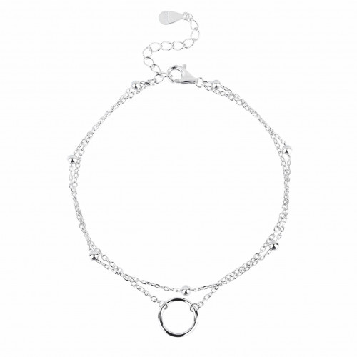 Dvojitý strieborný náramok s kolieskom