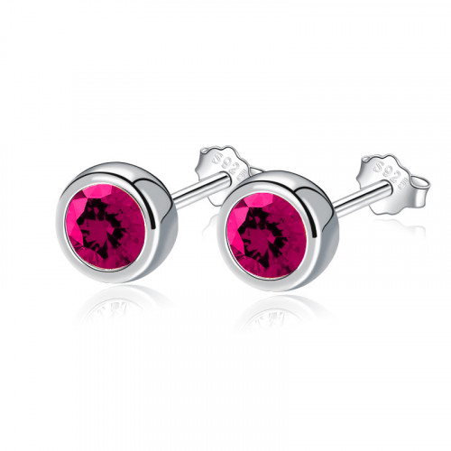 Strieborné náušnice s červenými zirkónmi