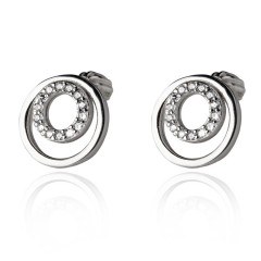 Strieborné náušnice kolieska so zirkónmi