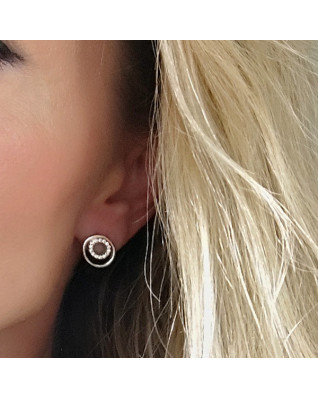 Strieborné náušnice kolieska so zirkónmi