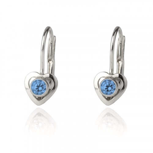 Strieborné dievčenské náušnice, modré zirkóny
