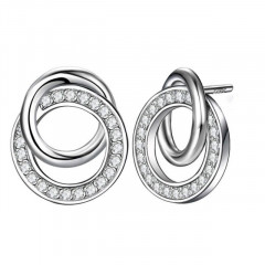 Strieborné náušnice kolieska so zirkónmi
