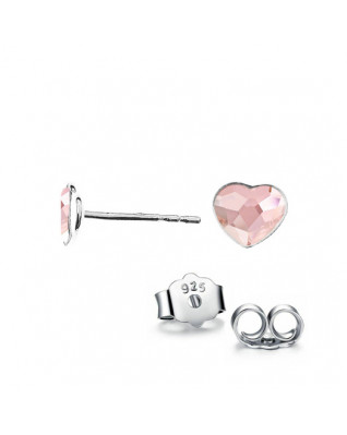 Strieborné náušnice so srdcom Crystals from Swarovski, Rosaline