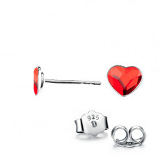 Strieborné náušnice so srdcom Crystals from Swarovski, Siam