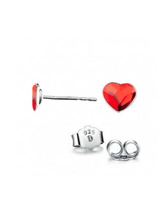 Strieborné náušnice so srdcom Crystals from Swarovski, Siam