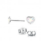 Strieborné náušnice so srdcom Crystals from Swarovski, AB