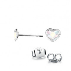 Strieborné náušnice so srdcom Crystals from Swarovski, AB