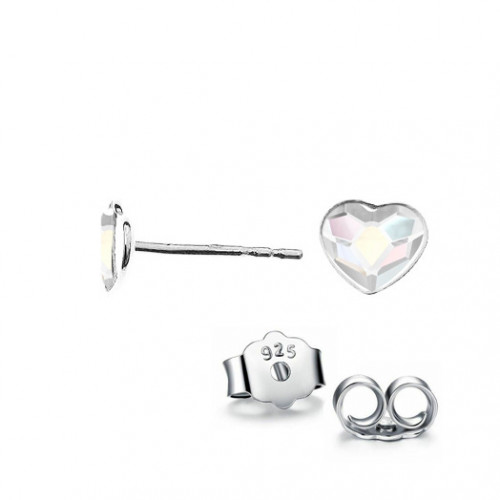 Strieborné náušnice so srdcom Crystals from Swarovski, AB