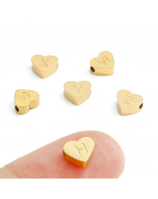 Oceľový korálik srdca - písmeno N