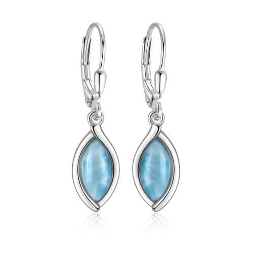 Strieborné visácie náušnice s larimarom