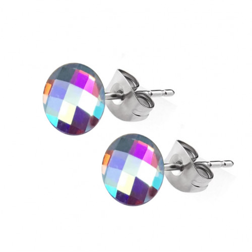 Oceľové náušnice s dúhovými kameňmi