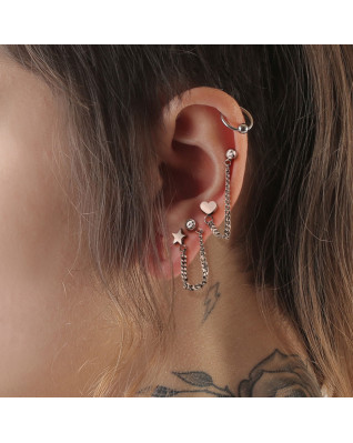 Cartilage piercing do ucha s retiazkou, srdce