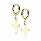 Pozlátené oceľové náušnice s krížikmi