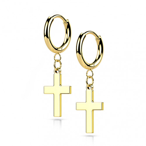 Pozlátené oceľové náušnice s krížikmi