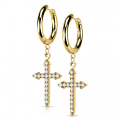 Pozlátené oceľové náušnice s krížikmi