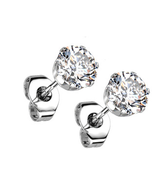 Oceľové náušnice - číre zirkóny 5 mm
