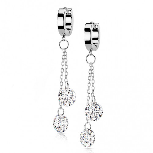 Oceľové náušnice s čírymi kameňmi