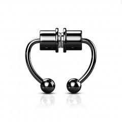 Čierny falošný septum piercing do nosa