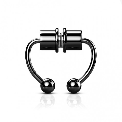 Čierny falošný septum piercing do nosa