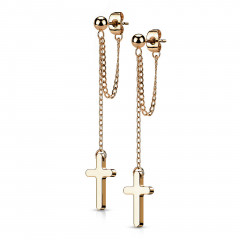 Pozlátené visiace oceľové náušnice s krížikmi