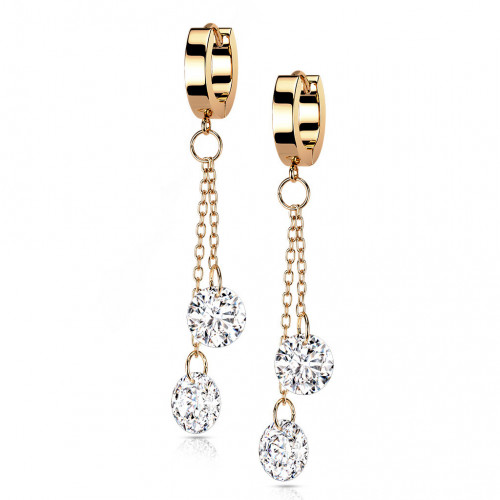 Pozlátené oceľové náušnice s čírymi kameňmi