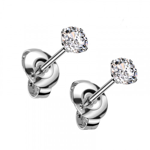 Titanové náušnice s okrúhlym zirkónom