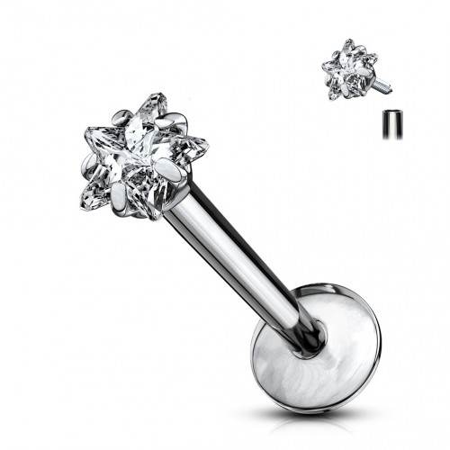 Piercing do brady - labreta titán hviezda, 1,2 x 8 mm