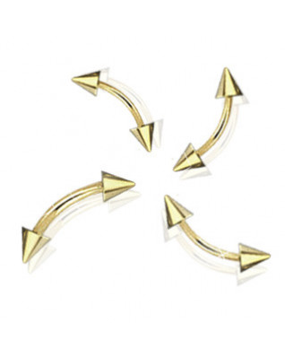 Pozlátený piercing do obočia - kónus