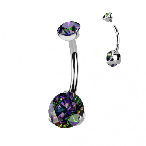 Piercing do pupku vnútorný závit, zirkón - TITAN