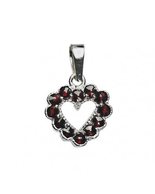 Strieborný prívesok srdiečko - český granát