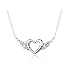 Strieborný náhrdelník okrídlené srdce