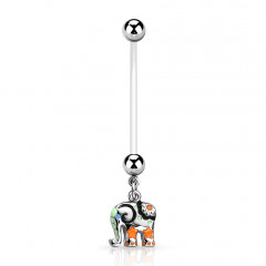 Tehotenský piercing do pupku - slon