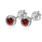 Strieborné náušnice, granátovo červené zirkóny 4 mm