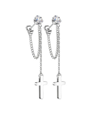 Visiace oceľové náušnice s krížikmi