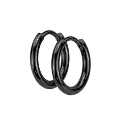 Čierne ocelové náušnice kroužky 12mm