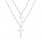 Dvojitý oceľový náhrdelník s krížikmi