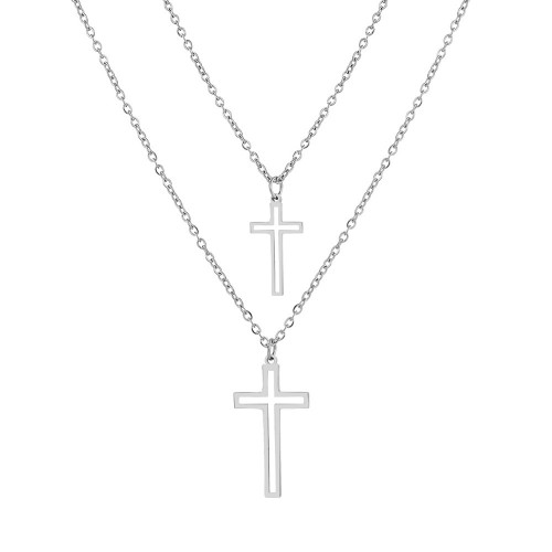 Dvojitý oceľový náhrdelník s krížikmi