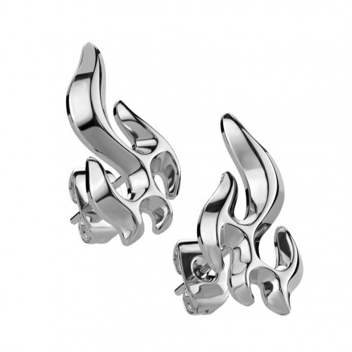 Oceľové náušnice s plameňmi