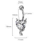 Piercing do pupku - srdce s čertovskými rohmi