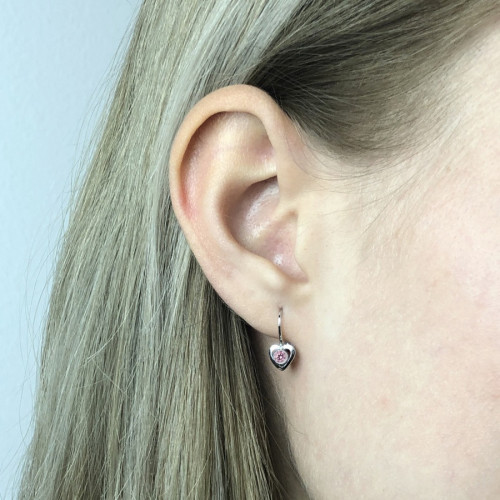 Strieborné dievčenské náušnice, ružové zirkóny