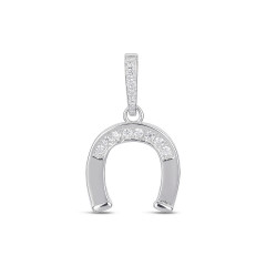 Strieborný prívesok - podkova so zirkónmi