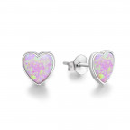 Strieborné náušnice srdiečka s opálom