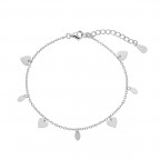 Dámsky strieborný náramok so srdiečkami