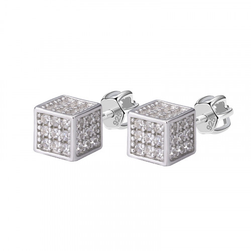 Strieborné skrutkovacie náušnice kocky